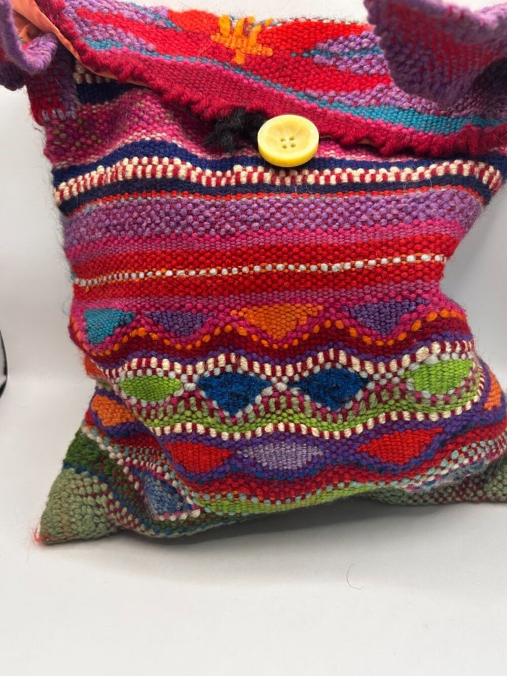 Vintage Lillian Barber Hand-Woven Wool Bag - Mid-Century Artisan Boho Bag - Picture 4 of 11